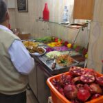 Pomegranates in lunch line